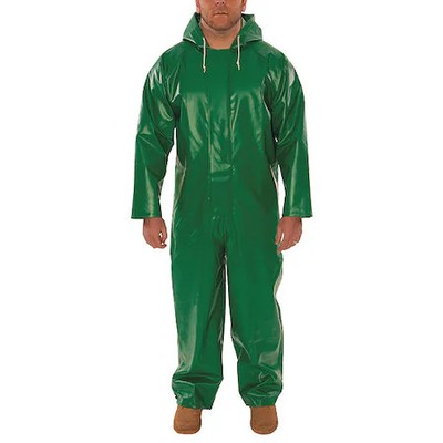 Tingley V41108 Flame Resistant Coverall Rain Suit, Pvc, 17 Mil Thick, Attached