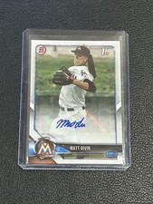 2018 Bowman Prospect Matt Givin 1st Bowman Autograph Marlins B1