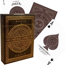 MEDALLIONS THEORY 11 PLAYING CARDS DECK BROWN GOLD MAGIC TRICKS SEALED USA NEW