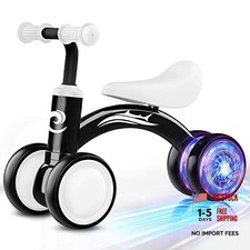 Colorful Lighting Baby Balance Bike Toys for 1 Year Old Boy Gifts, 10-36 Black