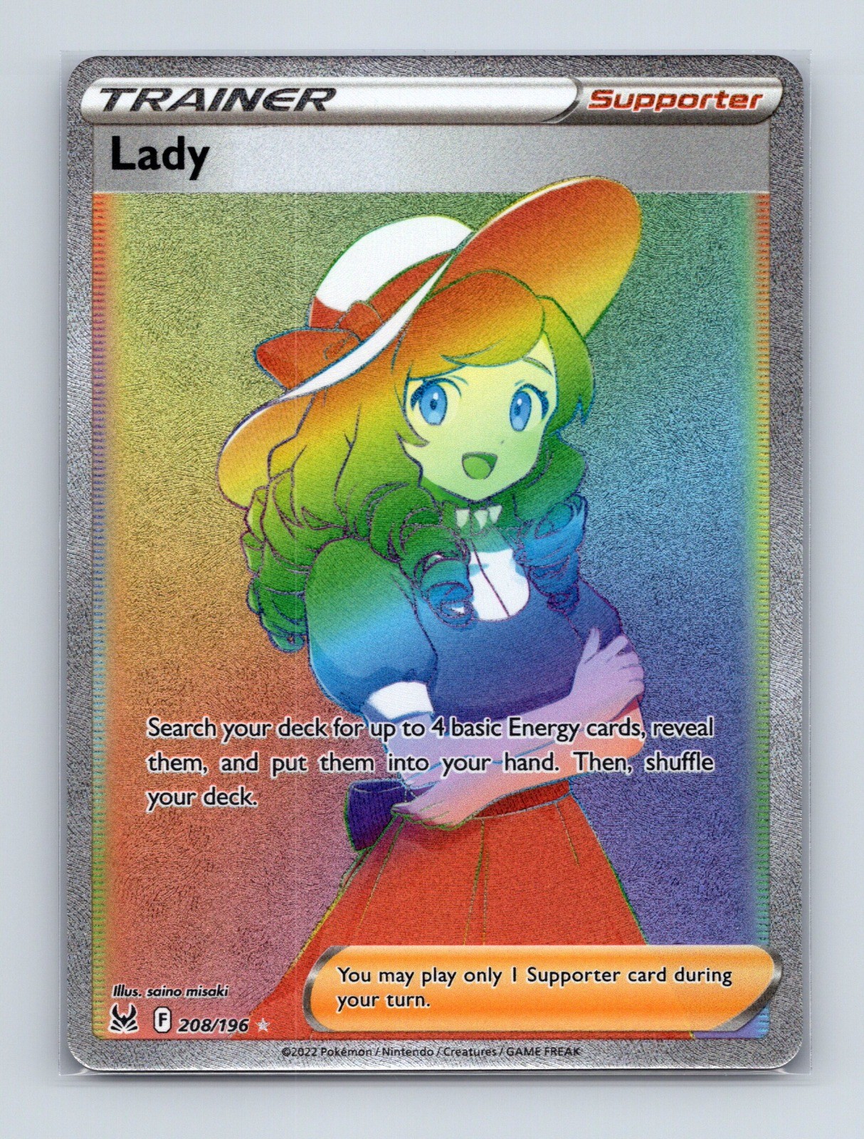 2022 Pokemon TCG Lady (Secret) SWSH11: Lost Origin 208/196 Holo Secret Rare NM