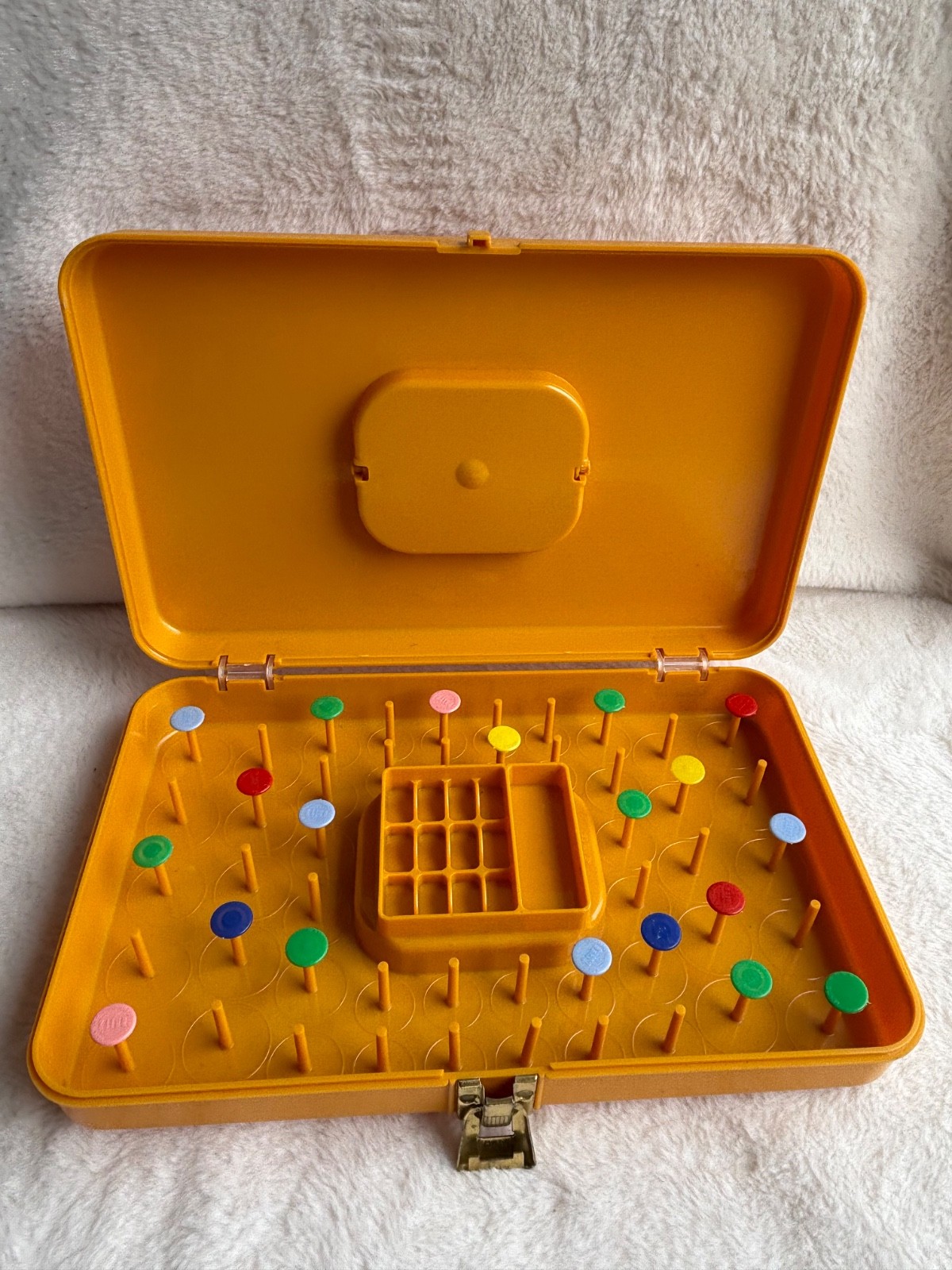 Wilson MFG Sewing Box Plastic Portable Spool Keeper Orange Vintage