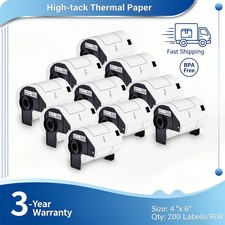 Compatible with Brother DK1241 1241 Die-Cut Address Paper Labels QL-1050 4 x 6"