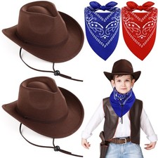 4 Pcs Kids Cowboy Hat for Baby Boys Girls Toddler Wool Cowgirl Hats Cotton Ba...