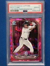 Marketplace image: 2025 Bowman Chrome Sapphire Max Clark #BCP-2 PADPARADASCHA 1/1 PSA 10