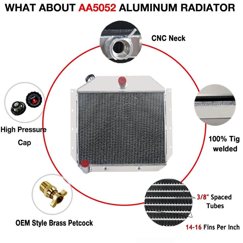 4ROW ALUMINUM RADIATOR FOR INTERNATIONAL HARVESTER S102 R110 R132 L122 1951~57 Foto 3 de 4