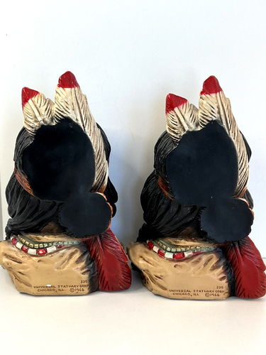 Native American Bust Figures Bookends 1966 Universal Statuary Chicago USA MCM - Picture 6 of 11
