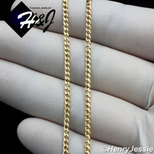 16"-24"MEN WOMEN 18K Gold Filled 2mm Gold Cuban Curb Link Chain Necklace*GFN3
