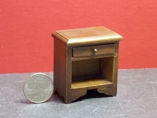 Dollhouse Miniature Walnut Night Stand with drawer 1:12 one inch scale D41