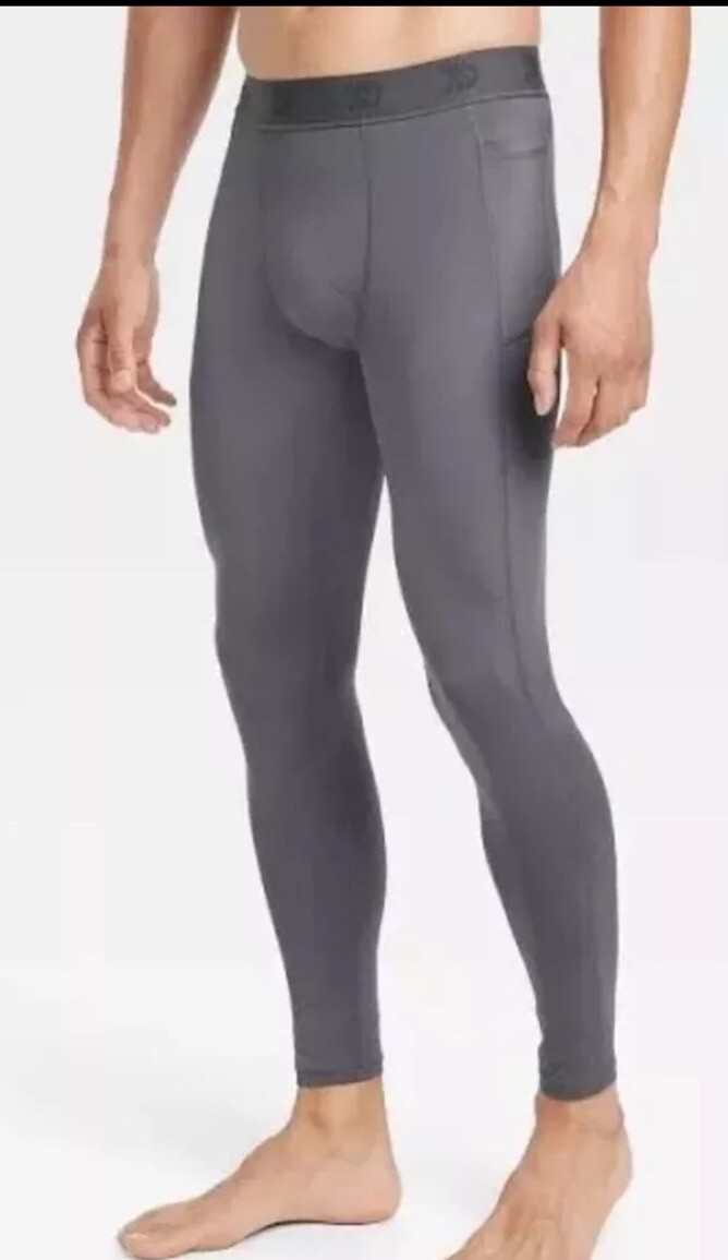 NWT All in Motion Men's Grey Fitted Athletic Tights Sport Size Small