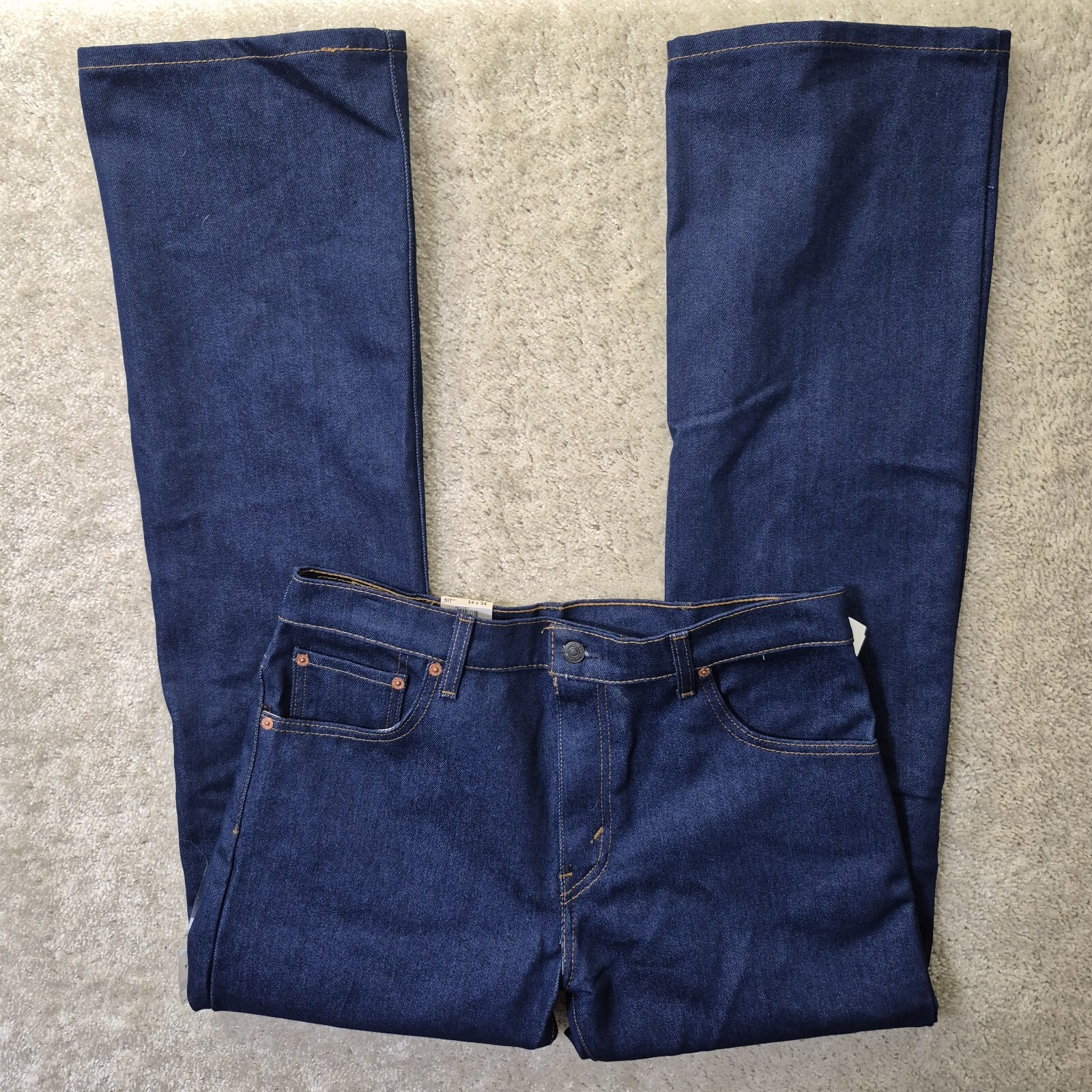 Jeans Levis 517 para Hombres REAL 34/34 Slim Bootcut Azul Peso Pesado Vaquero Occidental-image