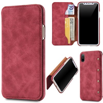 Luxury PU Leather Case Retro Flip Card Holder Wallet Case For iPhone Cover Shell