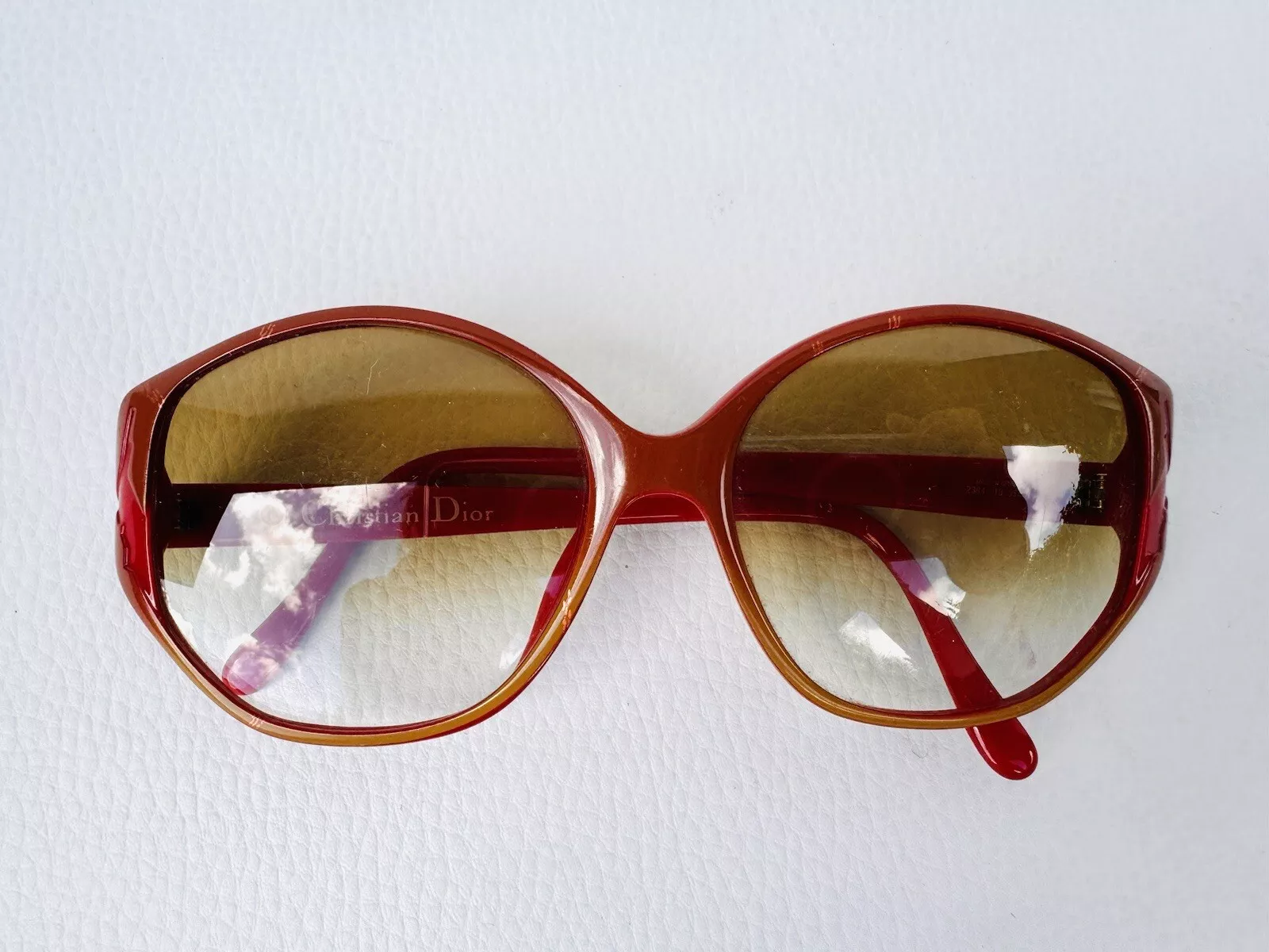 Lunette de soleil CHRISTIAN DIOR Vintage 80s rouge brun ocre Vintage Sunglasses