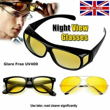 Anti Glare Yellow  Tinted HD Night Vision Driving Glasses Classic Pilot Goggles
