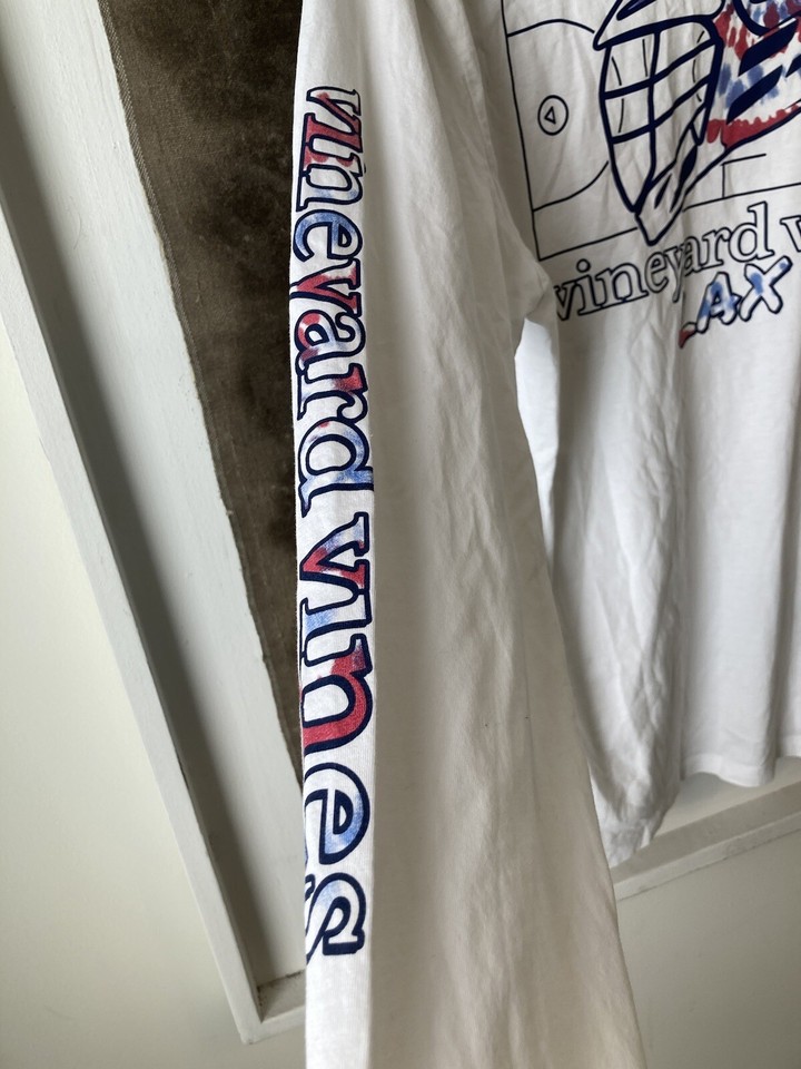 Vineyard Vines Cotton T Shirt Long Sleeve Logo W/ Pocket Whale Football