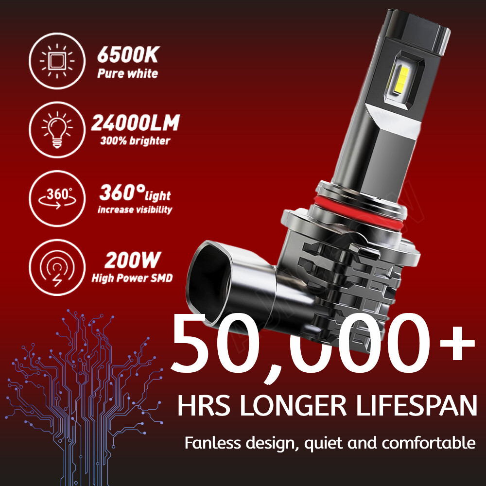 AJHGFOW H11 LED Headlight Low Beam Bulb Super Bright 6500K White 1000000LM 2X