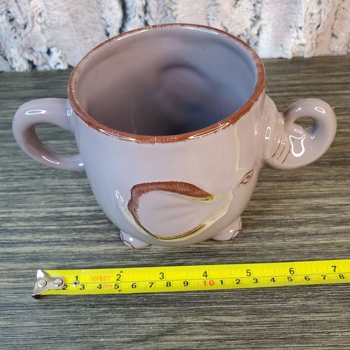 World Market Gray Ceramic Elephant Coffee Mug Cup / Planter 16oz Trunk Up 3D - Picture 8 of 9