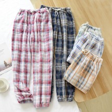 Womens Pajama Pants Thickening Soft Flannel Plaid Casual Lounge Sleep Bottoms