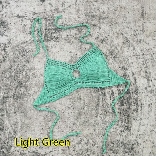 Hanmade Crochet Bikini Halter Crop Top Women Sexy Summer Beachwear Bikini Top - Picture 9 of 15