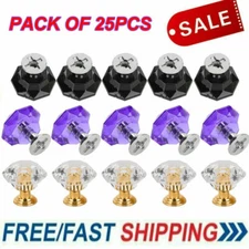 25Pcs Diamond Crystal Dresser Knobs Drawer Pull Handle Cabinet Door Lots ELH