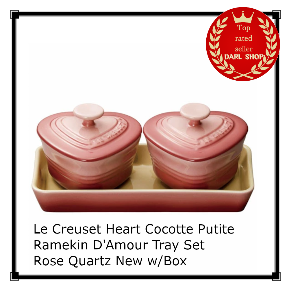 Le Creuset Heart Cocotte Putite Ramekin D'Amour Tray Set Rose