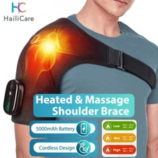 Heated Shoulder Brace Massage Rotator Cuff Support Compression Wrap Rechargeable