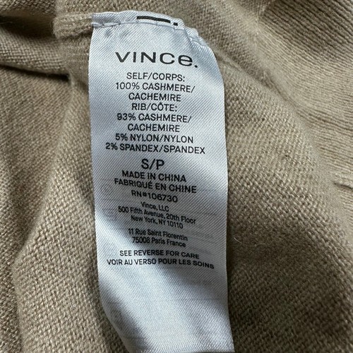 Vince Cashmere Weekend V-Neck Sweater Camel Women's Size Small NWT - Picture 7 of 10