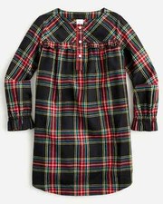 New J Crew sz 4 5 6 Crewcuts Girls Flannel Nightgown Black Tartan Plaid NWT