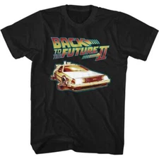 Back To The Future II Movie T-Shirt Michal J Foxx 1985 Car With Flat Wheels New