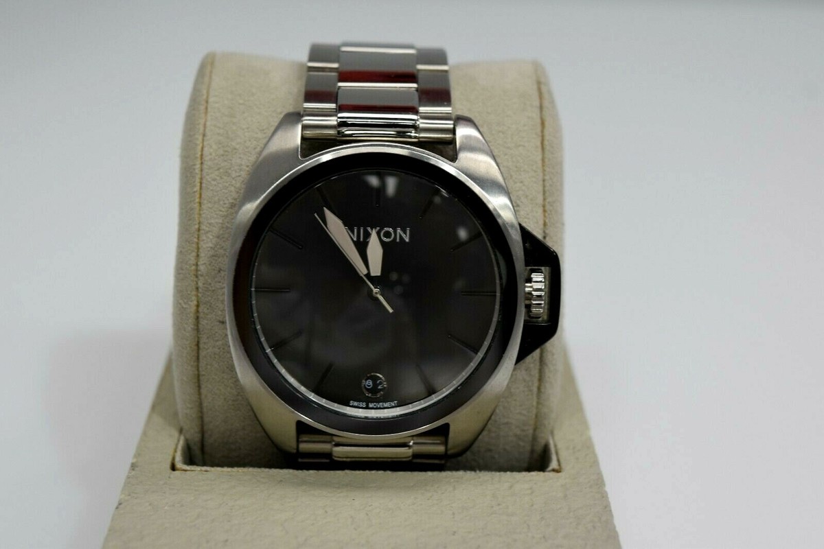 New Nixon Anthem Stainless Steel Black Dial A396 000-00 $550 Watch