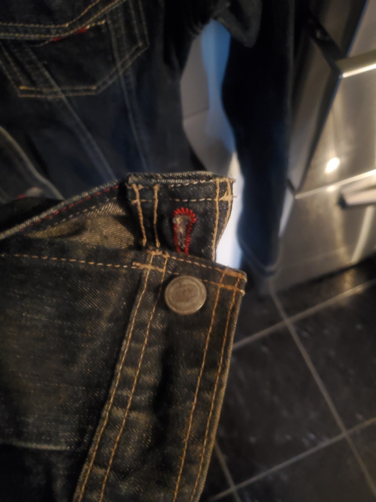 Echo red Denim Foundry Levi Jacket Size Medium - image 8