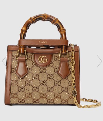 GUCCI Diana Bamboo Mini Crystal Tote Bag