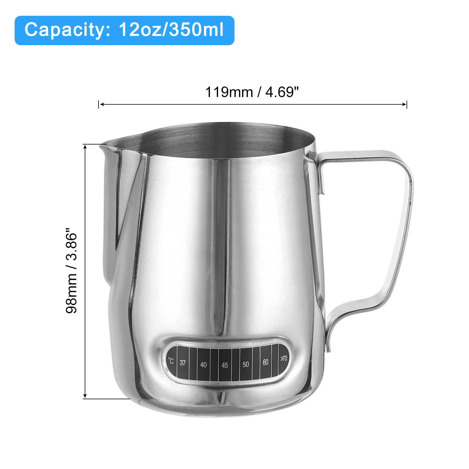 Milk Frothing Pitcher with Integrated Thermometer, 12oz/350ml with