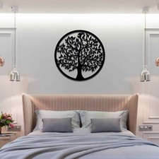 Round Wooden Tree of Life Wall Art, Spring Bloom Tree Wall Decor, Modern Decor