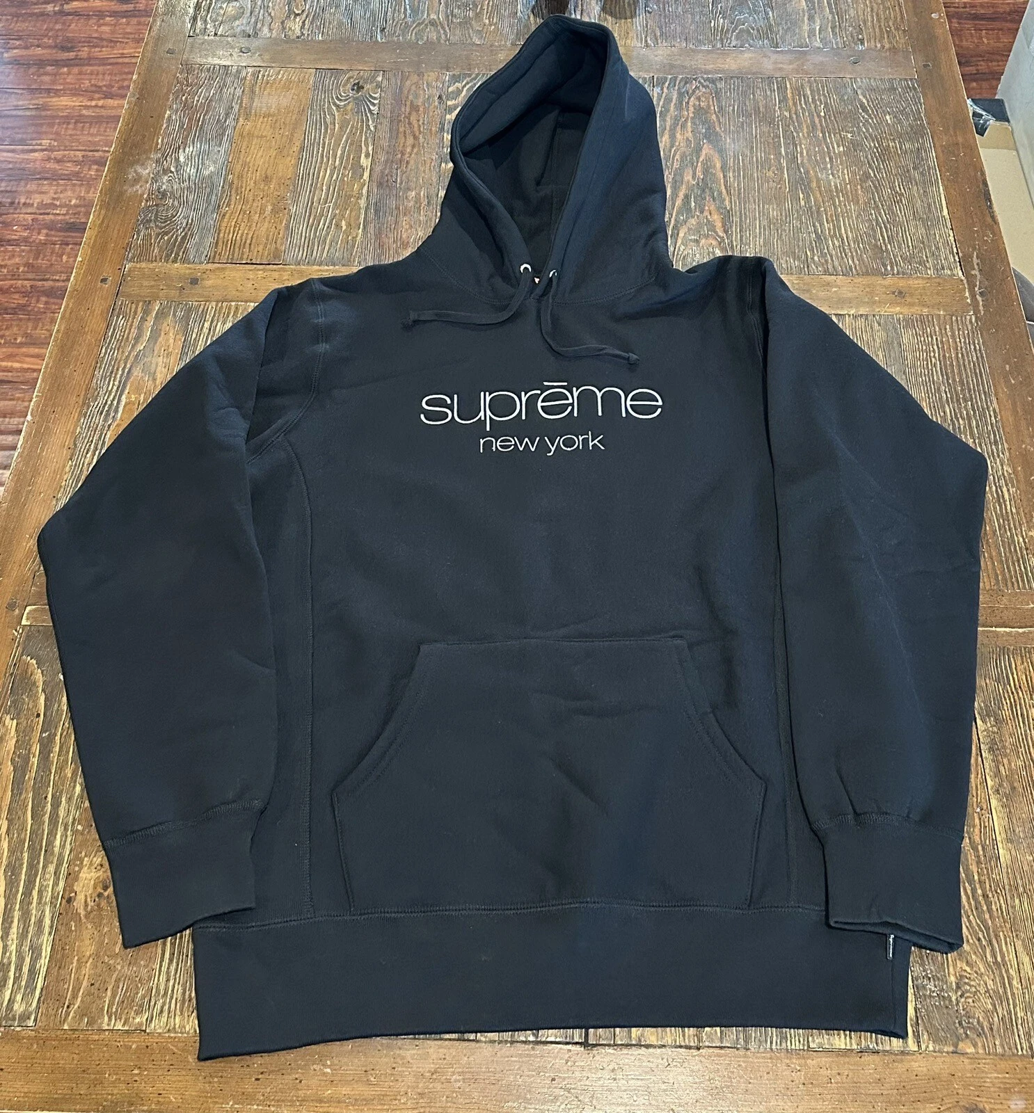 Sweat à capuche logo classique multicolore Supreme SS17, noir, taille L
