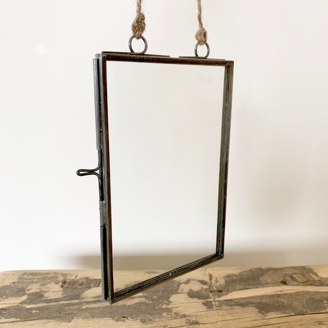 New Vintage Grey Hanging Photo Frame Picture Metal Glass Double Sided