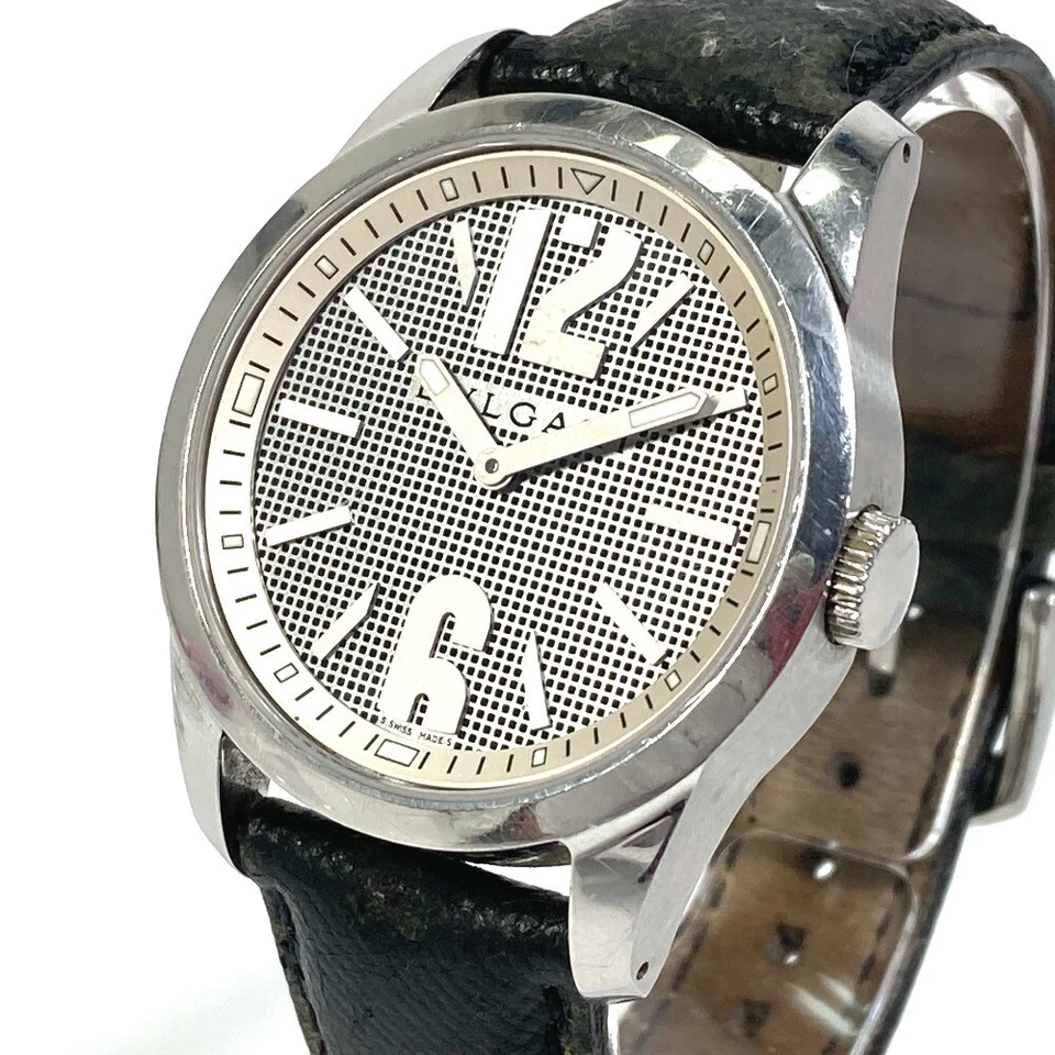BVLGARI ST37S Solo tempo quartz Wristwatch SS / Leather belt Silver/Black belt - Image 4 of 4