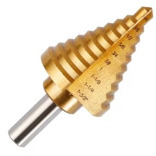 Step Drill Bit 1/4"-1-3/8" Straight Flute HSS Titanium Metal Hole Drilling B224
