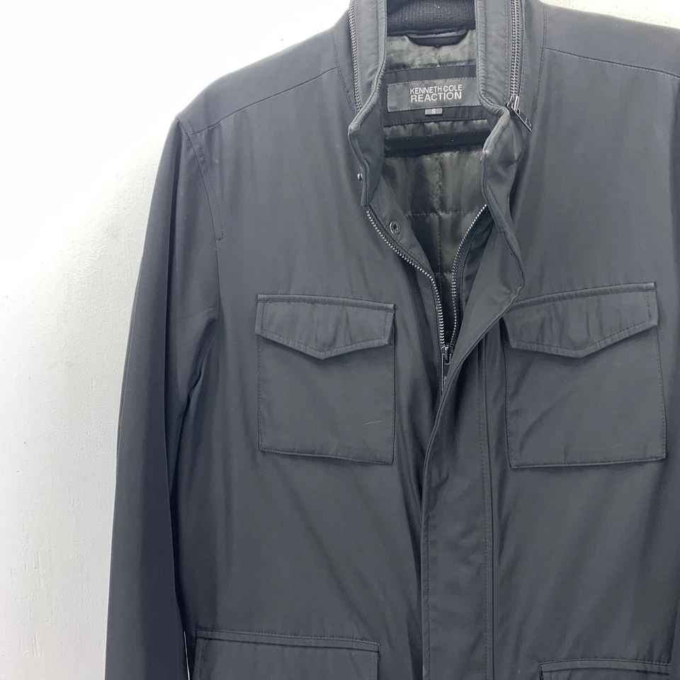 Kenneth Cole Reaction Mens Small Zip Up Jacket Coat Overcoat Black Lined Warm - Image 3 of 4