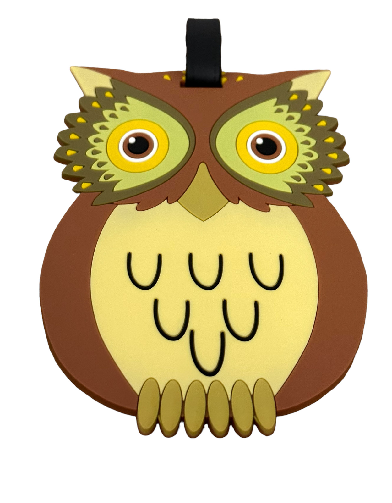 Tag- Owl Shape- Brown  Yellow Green - Use For Kids & Adults