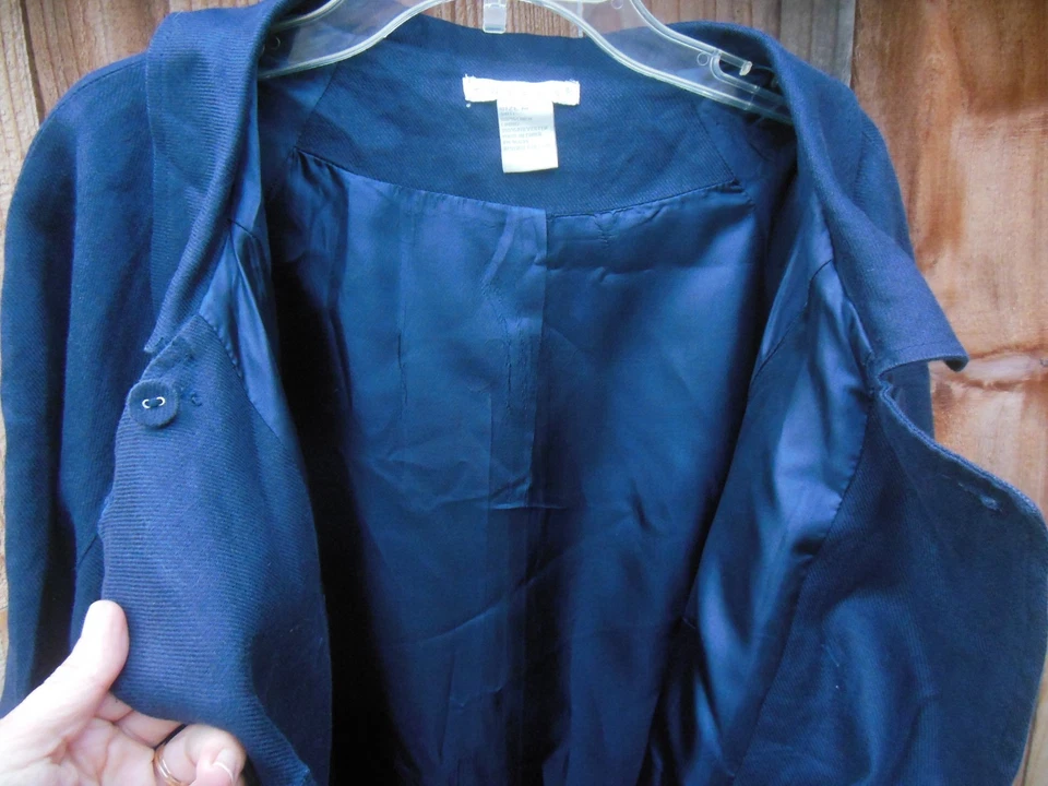 Chaqueta Blazer Mujer TWEEDS Talla Mediana Azul Marino Lino Foto 4 de 4