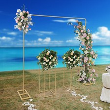 Modern Gold Wedding Backdrop Stand Set with Balloon and Flower Stands