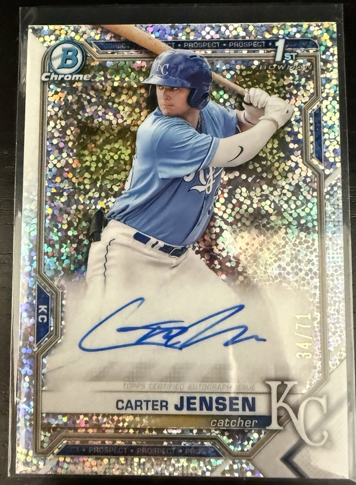 2021 Bowman Chrome Draft Auto - Carter Jensen #CDA-CJ Sparkle Refractor /71 (RC)