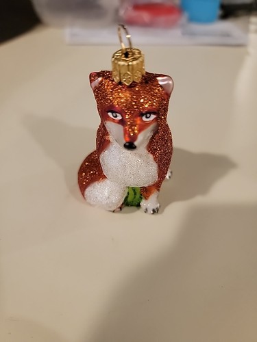 POLISH GLASS ORANGE FOX CHRISTMAS ORNAMENT BY IMPULS FOREST WOODLAND NATURE TREE