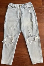 SO Goods For Life High Rise Mom Jeans Light Wash Distressed Tears 5/27W NEW