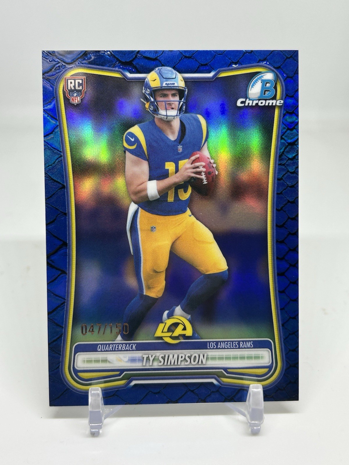 Ty Simpson 2026 Bowman Chrome Rookie Blue Reptilian Refractor /150 10-23