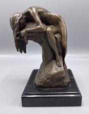 Bronze Woman Statue Lying Sculpture On Stone Female Art Deco Marble Lady Home Gi