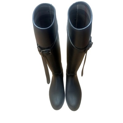Burberry Made in Italy Black Luxury Buckle Rubber Size 39 Rain Boots 