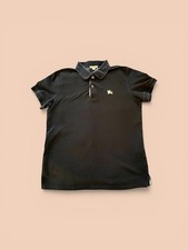 Vintage Burberry Women  s Polo Shirt Black Fade Throw Back Classic Preppy Med