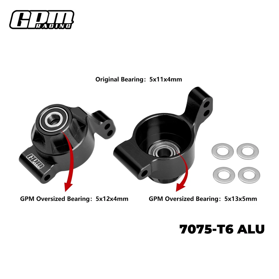 GPM 7075 Alloy Rear Hus Stub Carriers With Oversize Bearing TAMIYA 1/10 DT-04 RC - Image 2 of 4